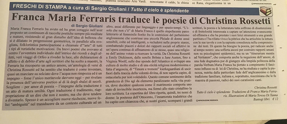 Recensione del professore Sergio Giuliani sul Letimbro